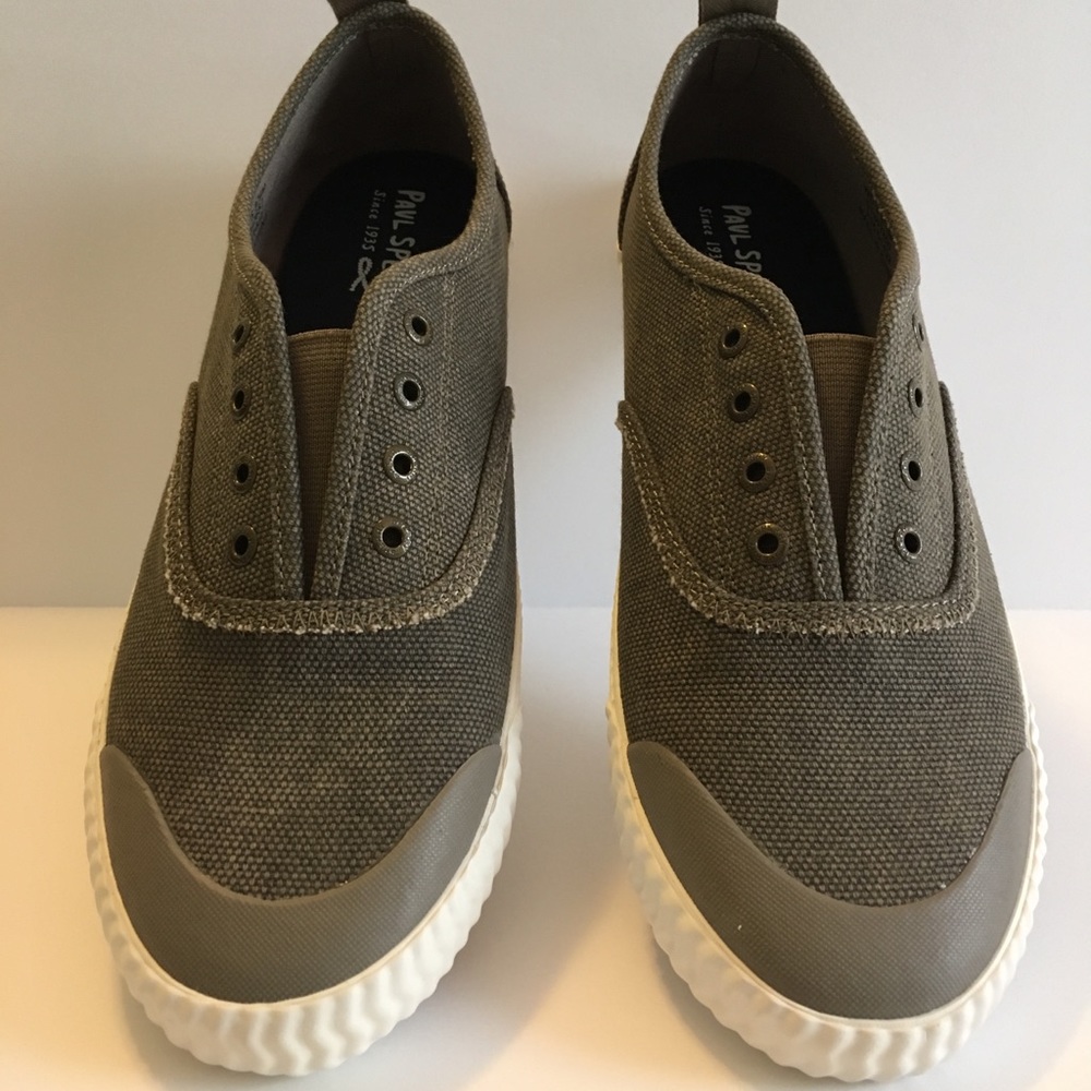 New Paul Sperry Taupe Canvas Sneakers Size 9 1/2